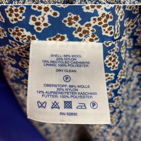 Land's End Double Breasted Short Pea Coat Royal Blue Wool Blend size 14 - Picture 6 of 10